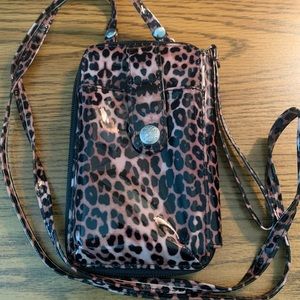 Patent Animal Print Phone Purse